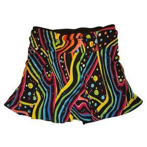 Sparkle Skirt Running Skort Rainbow Y2K Print Women's Large Golf Tennis Workout